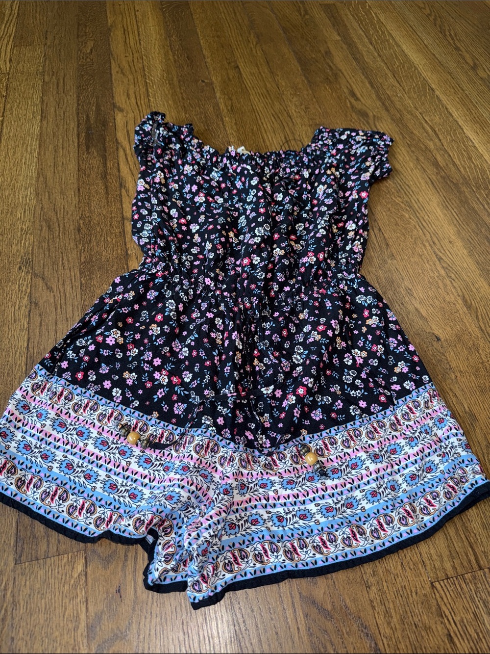 BeBop Black Floral & Multicolor Girls' Short Romper